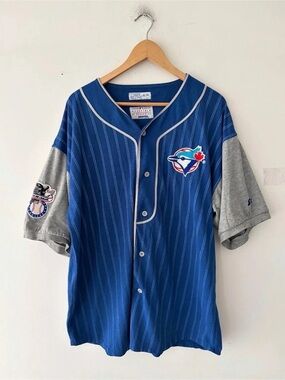 Vintage Starter Toronto Blue Jays Striped Jersey Size XL